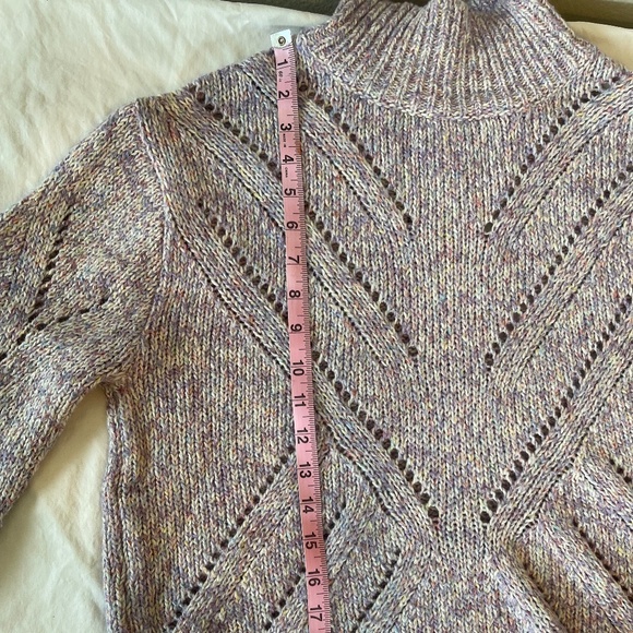 Line The Label Cotton Blend Uma Open Knit Marled Purple Pointelle Sweater Sz S - Picture 10 of 14